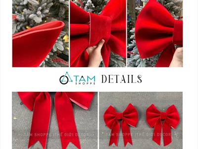 [Order 3 - 4 ngày] Nơ đỏ Bitis phun nhung 2 cánh - 2 lớp [Đứng form - Nhiều cỡ] PK-NO-08